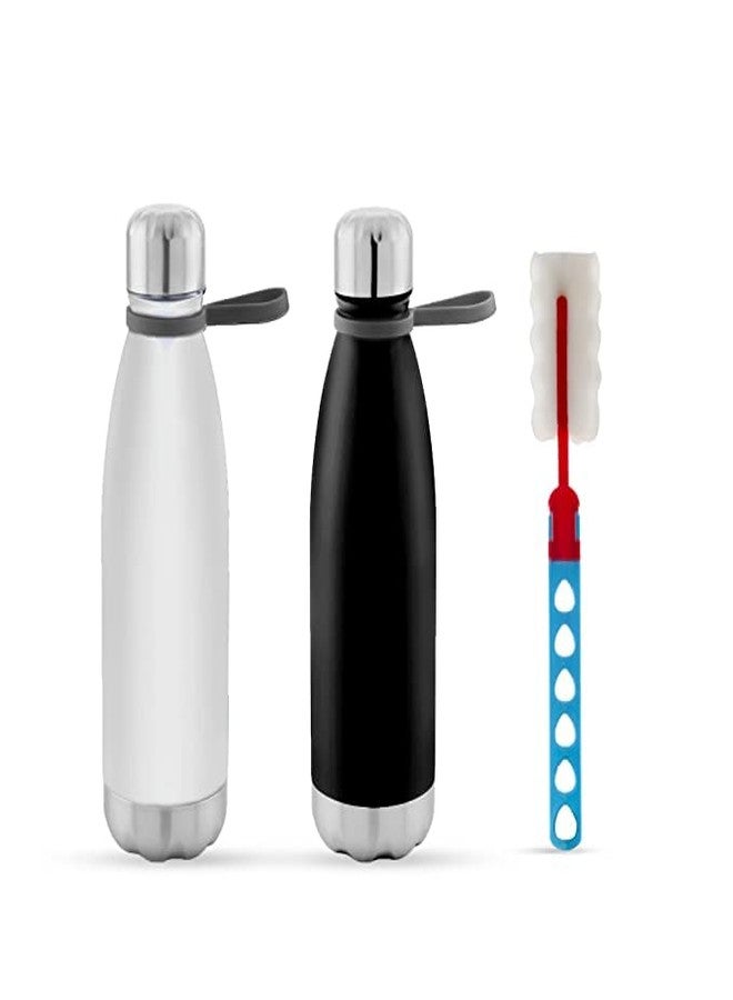 مارو زجاجة مياه مارو المصنوعة من الفولاذ المقاوم للصدأ | زجاجة مياه أنيقة بجدار واحد مع فرشاة تنظيف - 700 مل (أزرق + أسود + أحمر + أبيض) - Image 2